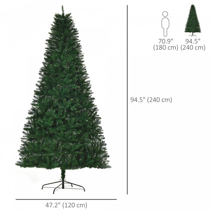Homcom 8ft Artificial Christmas Tree With 1499 Branch Tips