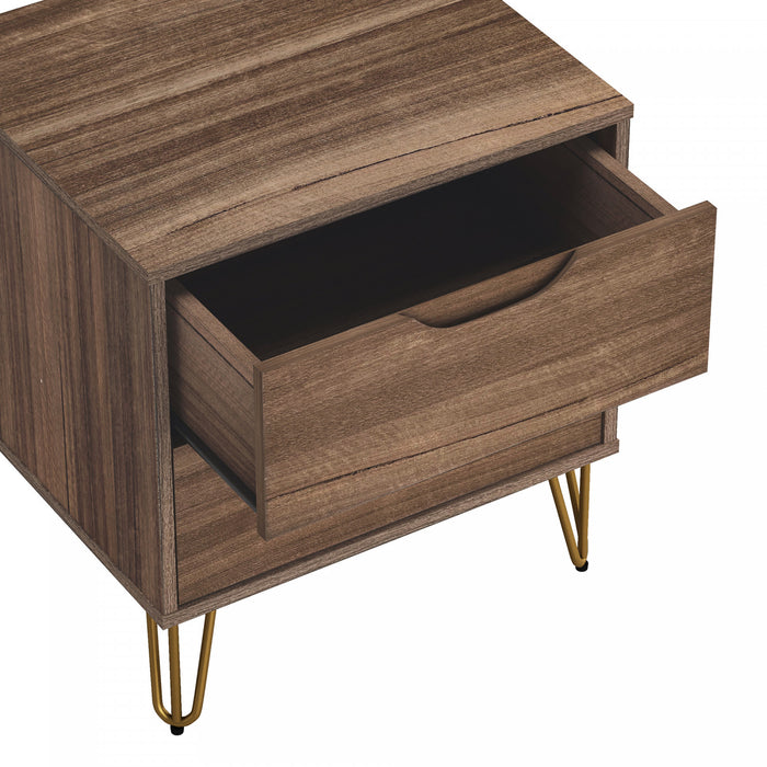 Avira Mid-Century Modern 20\" Nightstand in Brown (2-Drawer)