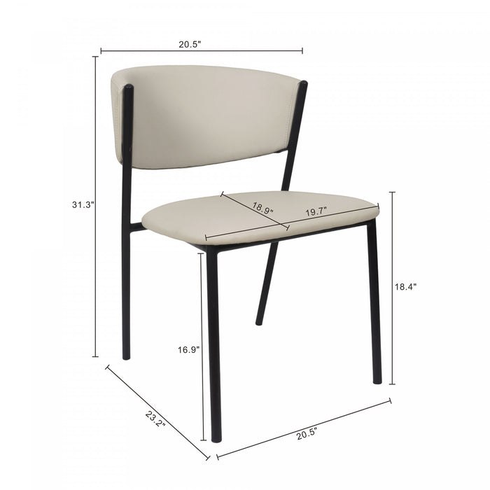 Drift Contemporary Modern Vegan Leather Metal Side Chair in Stone Gray - Set of 4