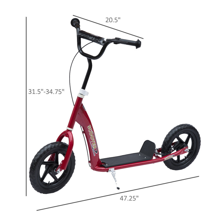 Homcom Kids Scooter Street Bike Bicycle For Teens Ride On Toy W/ 12'' Tire For 5-12 Year Old Red