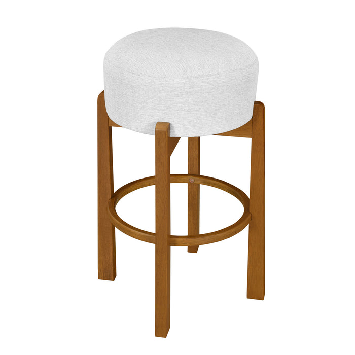 Vera Rubber Wood Bar Stool Set of 4 Indoor Seating with Round Ivory Cushion,Walnut