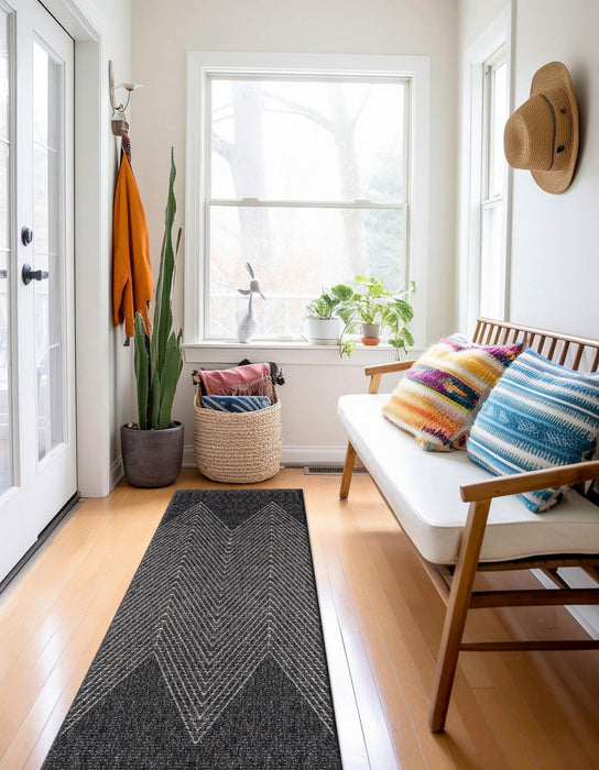 Raven Contemporary 2'0\" x 6'0\" Runner Rug in Grey Indoor Area Rug