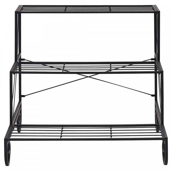 Costway 3 Tier Outdoor Metal Plant Stand Flower Planter Garden Display Shelf Rack
