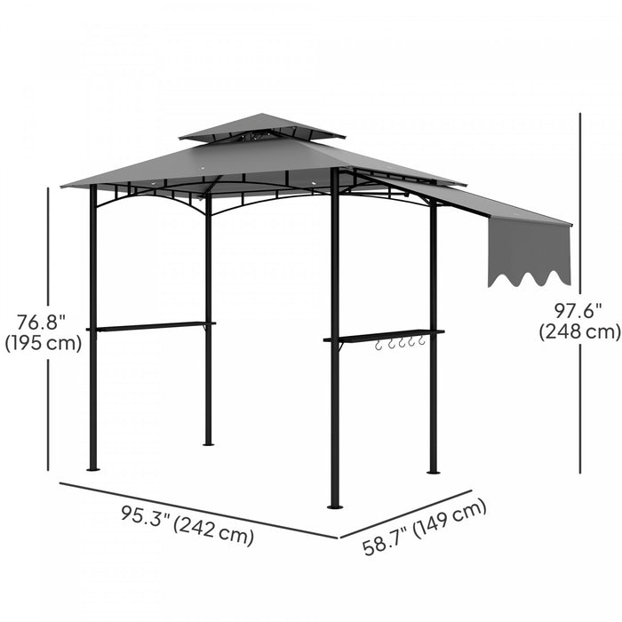 Outsunny 8' X 5' Grill Gazebo, Double Tiered Barbecue Gazebo, Light Grey