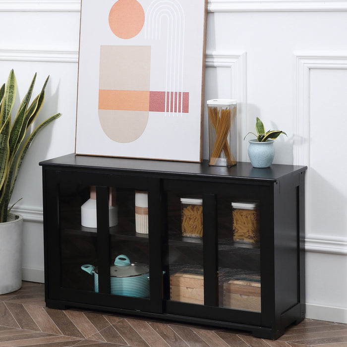 HOMCOM Kitchen Sideboard Stackable Storage Cabinet with Sliding Glass Door