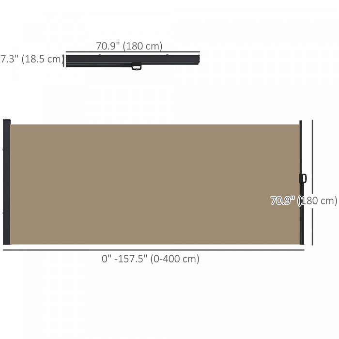Outsunny 13' X 6' Retractable Side Awning, Garden Privacy Screen, Khaki