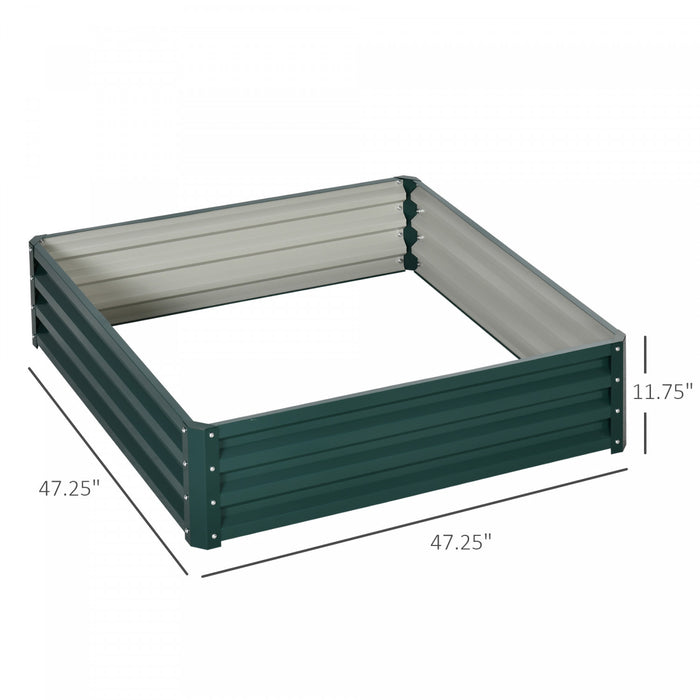 Outsunny 4' X 4' X 1' Raised Garden Bed Box With Weatherized Steel Frame For Vegetables, Flowers, & Herbs, Green