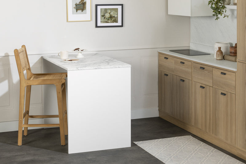 Myro Kitchen Island With Storage - Faux White Marble And White 