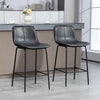 HOMCOM Bar Stools Set of 2, Microfiber Cloth Upholstered Bar Chairs