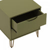 Avira Mid-Century Modern 20" Nightstand in Olive Green (2-Drawer) | Table de nuit Avira Mid-Century Modern 20" en vert olive (2 tiroirs)