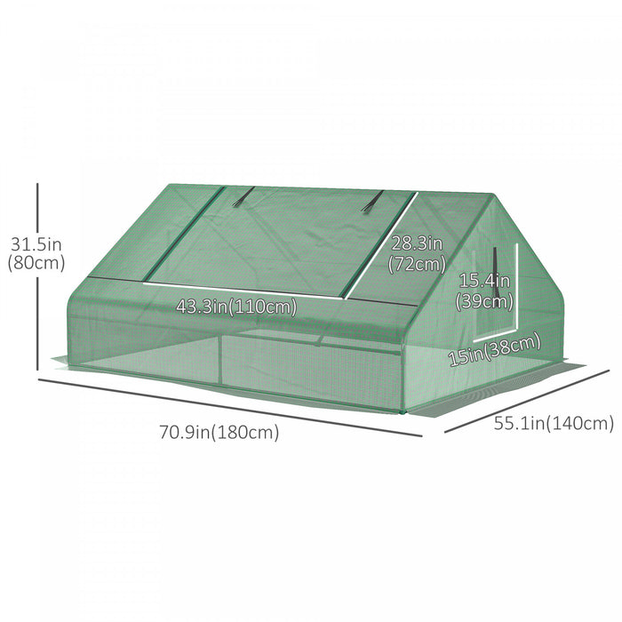 Outsunny 71\" X 55\" X 32\" Mini Greenhouse Portable Hot House For Plants With 2 Large Windows And Ground Nails For Outdoor, Indoor, Garden, Gardening Kit, Green