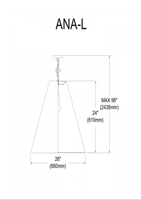 Dainolite Anaya 1 Light Pendant Large Aged Brass White Shade Lamp