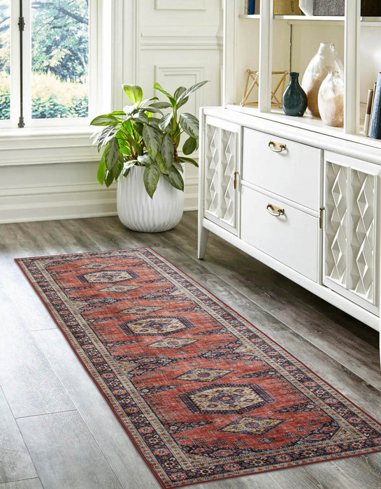 Tracy Traditional 2'3\" x 8'0\" Runner Rug in Orange Indoor Area Rug