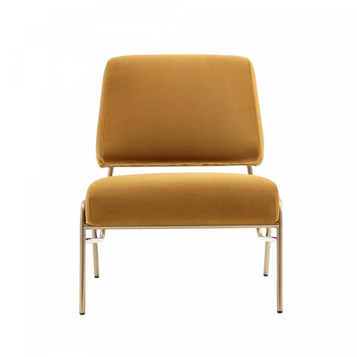 Serenity Contemporary Modern Metal Upholstered Lounge Chair in Mustard