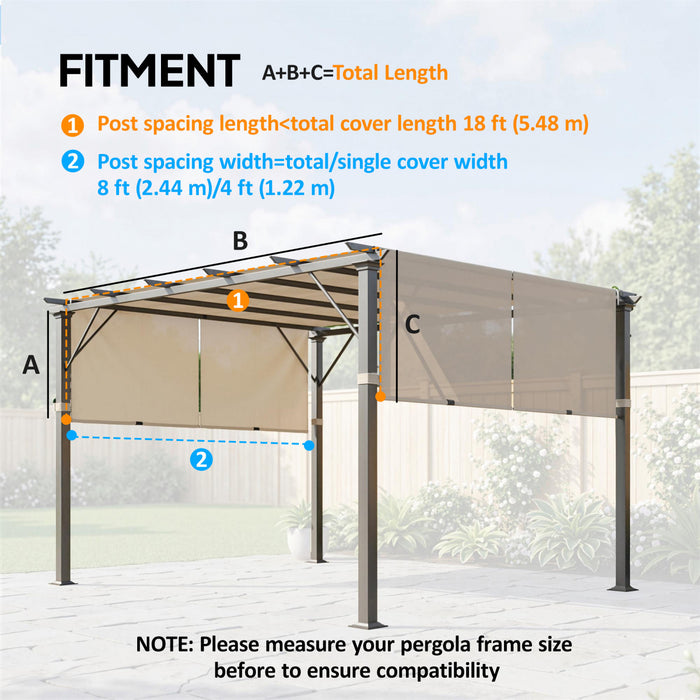Outsunny 2 Pcs 18 x 4ft Pergola Shade, UV Protection Pergola Canopy, Khaki