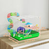 PawHut 18"L Hamster Cage, Small Animal House, 2-Level Rat Gerbil Haven with Tunnel Tube System, Exercise Wheel, Water Bottle, Food Dish, Ramp, Green