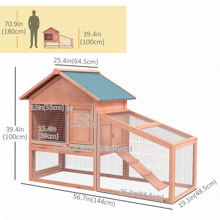 Pawhut 2 Tier Rabbit Hutch Outdoor Bunny House Guinea Pig Cage With Removable Tray, Ramp, Asphalt Roof