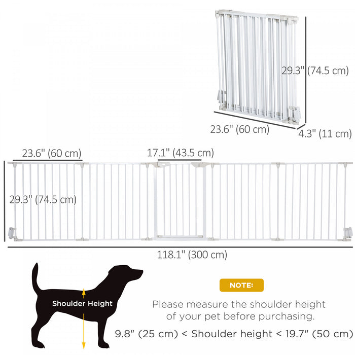Pawhut Dog Playpen Indoor, Foldable Pet Fence Puppy Pen For Small Medium Dogs With Door, 5 Panels, 29 Inch Tall, For Stairway, Doorway, Hallway, White