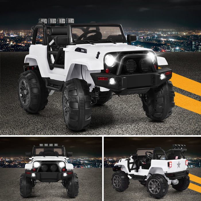 Costway 12v Kids Ride On Truck Car W/ Remote Control Mp3 Music Led Lights White