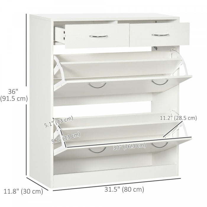 HOMCOM Entryway Shoe Cabinet with 2 Flip Drawers for 12 Pairs of Shoes