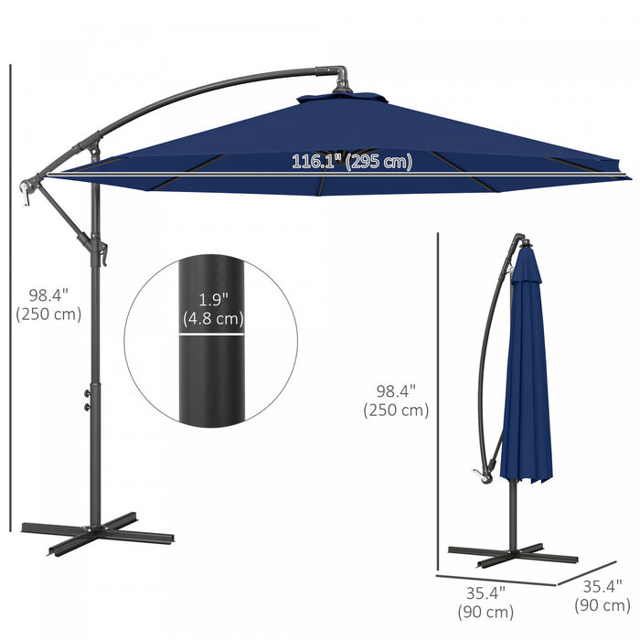 Outsunny 10' Deluxe Patio Umbrella, Outdoor Market Parasol, Navy Blue