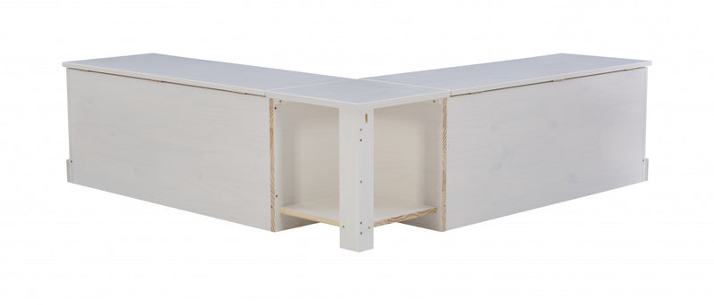 Tobin Backless Corner Nook Dining Bench - White