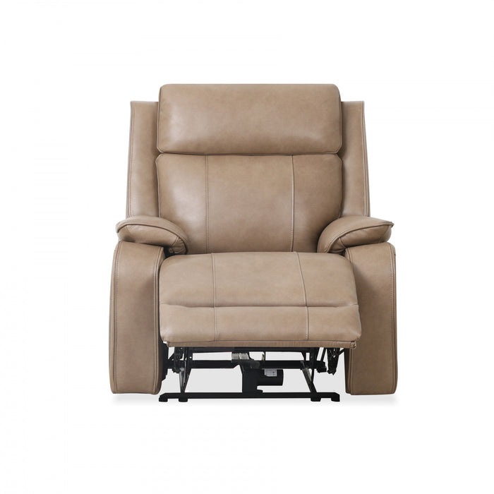 Marlow 37 in. Leather Match Power Glider Recliner with USB/USB-C - Taupe