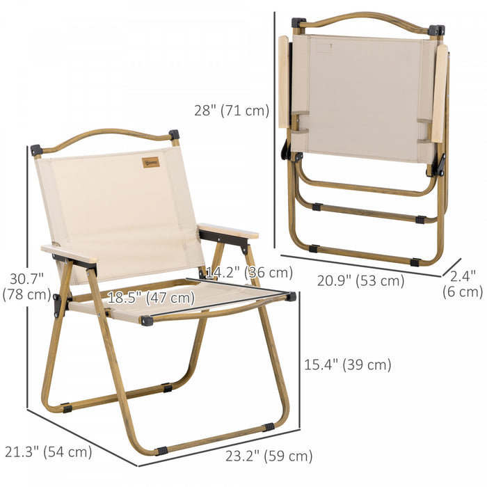 Outsunny Set Of 2 Folding Camping Chair, Portable Armchairs, Khaki