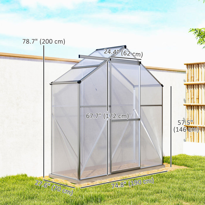 Outsunny 6' x 2.5' Polycarbonate Greenhouse Aluminium Walk-in Green House