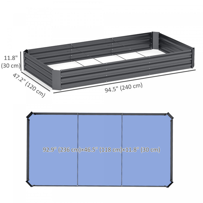 Outsunny Galvanized Planter Box, 8' x 4' x 1' Metal Garden Bed
