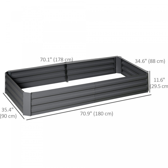 Outsunny Raised Garden Bed with 2 Trellis Tomato Cages, Dark Grey
