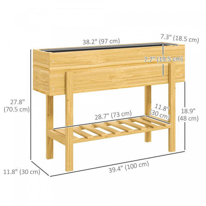Outsunny Raised Garden Bed, Planter Box W/storage Shelf, Natural Wood