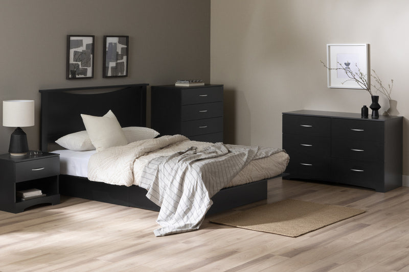 Step One Platform Bed And Headboard Set Pure Black - South Shore