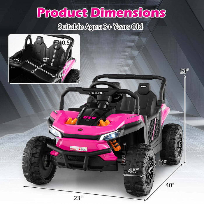Costway 12v Kids Ride On Truck With Parental Remote 3 Speeds & Reverse Forward Function Pink