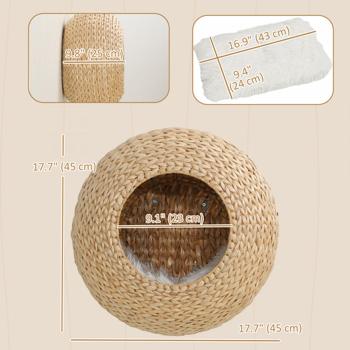 Pawhut Cat Wall Shelf, Cat Wall Climber With Washable Cushion, Wall Mounted Kitten Condo Furniture For Indoor Use, Beige