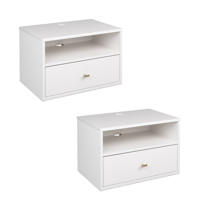 Floating Shelf with Drawer - White