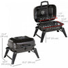Outsunny 23" Portable Tabletop Steel Charcoal Grill Foldable Outdoor BBQ Camping Picnic Cooker Barbecue Smoker with Air Vent Black