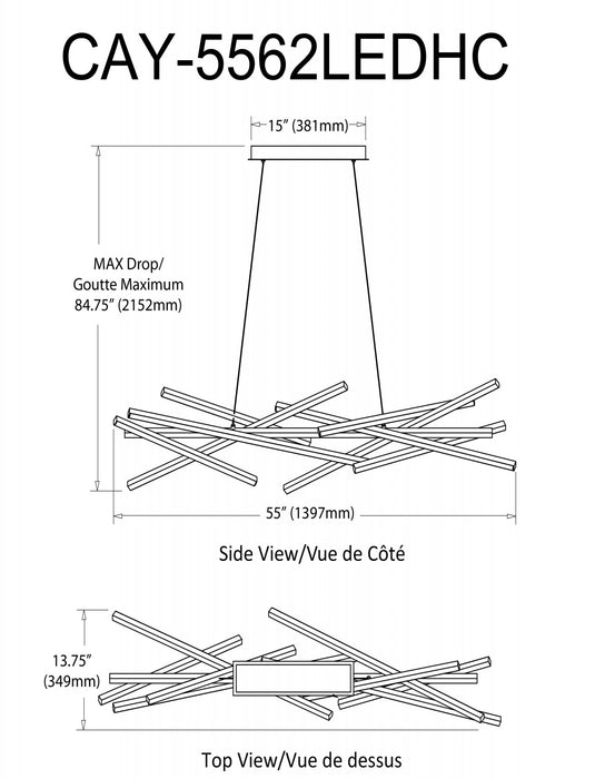 Dainolite Carly Chandelier 62w LED Aged Brass Lamp