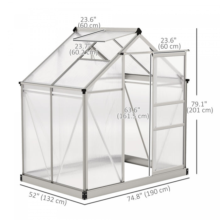 Outsunny Greenhouse, Walk-in Hot House, Clear Pc Board With Sliding Door