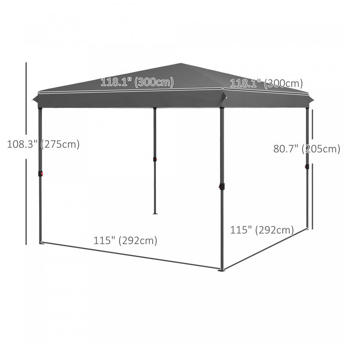 Outsunny 10x10ft Height Adjustable Pop Up Canopy Tent W/ 1-button Push