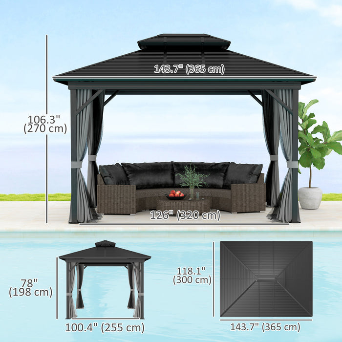 Outsunny 10' X 12' Hardtop Gazebo Outdoor Aluminum Gazebo, Light Grey