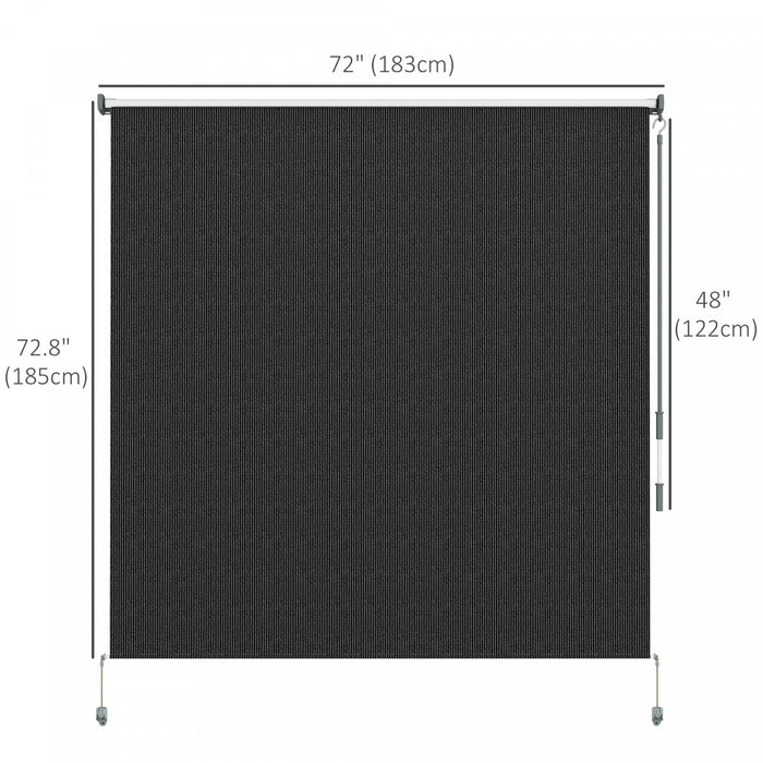 Outsunny Outdoor Roller Shade, 6' X 6' Patio Door Blinds, Black