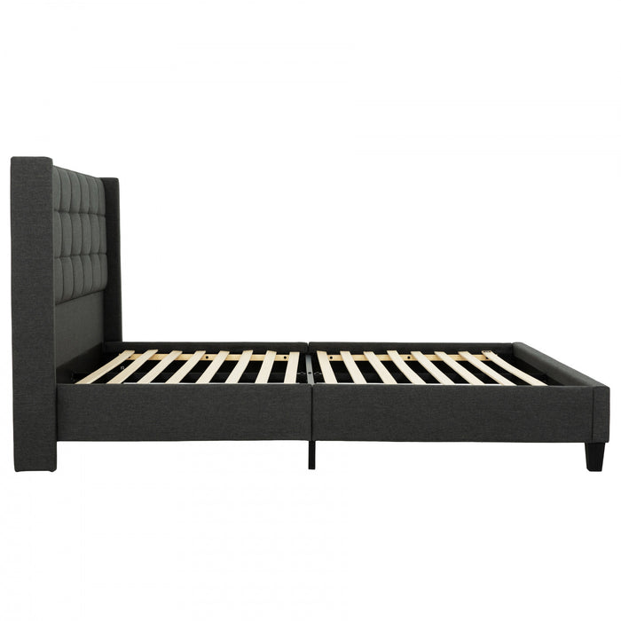 Wilder Grey Upholstered Wingback Platform Bed - Twin