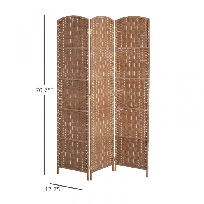 Homcom Double Hinged Woven Wicker Room Divider And Privacy Screens
