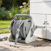 Outsunny Portable Garden Hose Reel, 1/2" x 66ft Wall Mounted Hose Reel with 2 Patterns Spray Nozzle, Compact with Crank Handle for Yard Lawn Garage Car Cleaning Watering, Grey