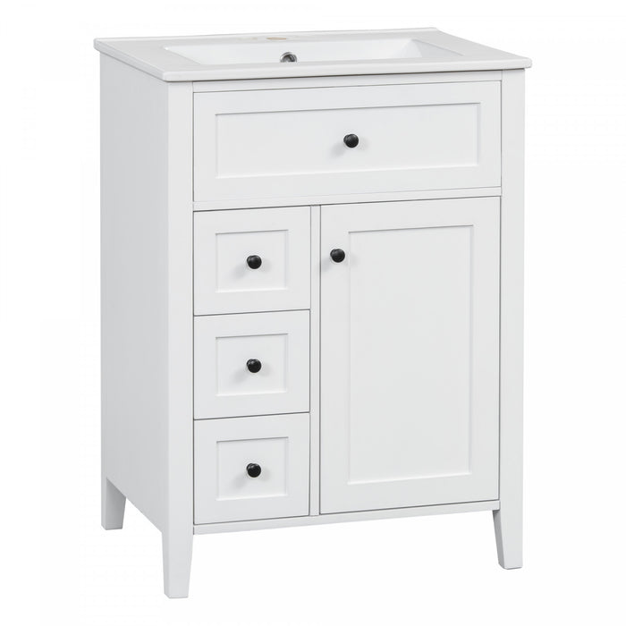 Aura 48 Inch Double Sink Vanity Combo with Drawers and Cabinet, White