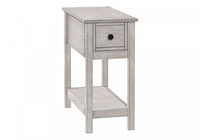 Accent Side End Table 2-Tier Narrow Bedroom Storage Drawer Grey Veneer Transitional