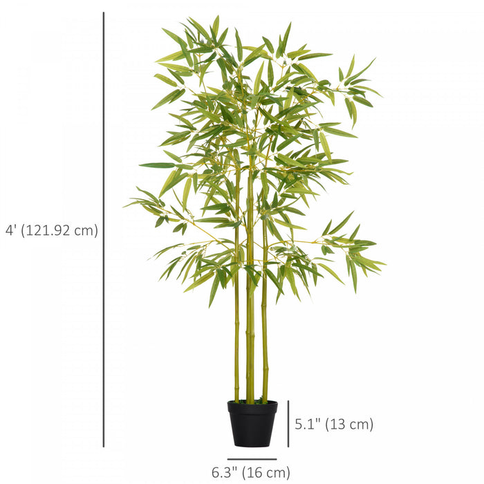 Outsunny 4' Artificial Bamboo Tree Fake Plant Indoor Decoration