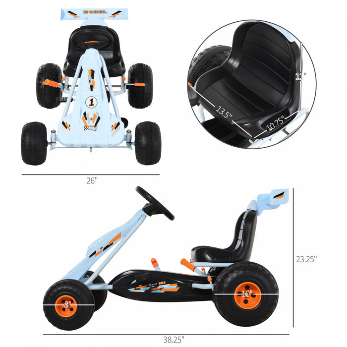 Aosom Pedal Go Kart Children Ride On Car Cute Style With Adjustable Seat, Plastic Wheels, Handbrake And Shift Lever For 3-6 Years Old Boys And Girls