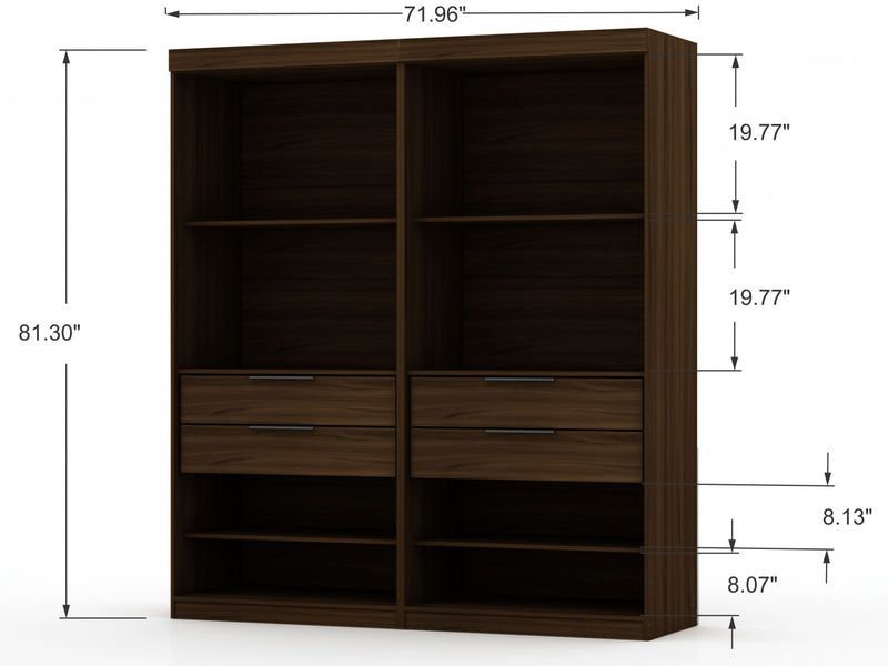 Mulberry Contemporary Modern 36\" Wardrobe Closet in Chestnut Brown - Set of 2